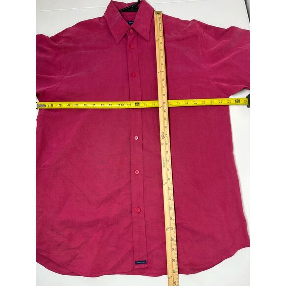 Ted Baker London Soft Polyamide Blend Burgundy Button Up Shirt Mens Size 3 - Picture 7 of 11